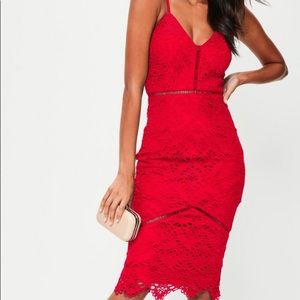 Misguided red lace dress
